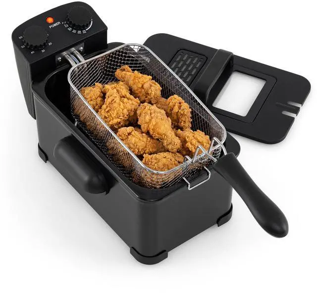 Main image of ARLIME 1700W Deep Fryer with Basket, 3L Countertop Frying Pot with Basket, Adjustable Temperature & 60 min Timer, Electric Oil Fryer with View Window Lid for Home Kitchen