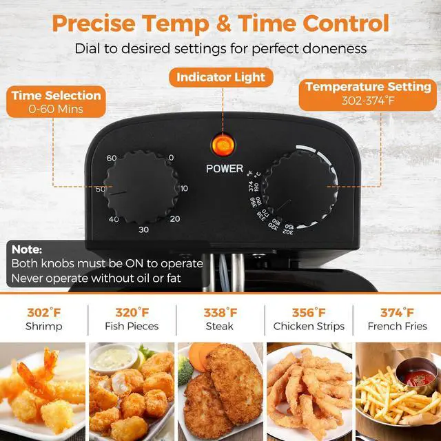 Alt view image 3 of 7 - ARLIME 1700W Deep Fryer with Basket, 3L Countertop Frying Pot with Basket, Adjustable Temperature & 60 min Timer, Electric Oil Fryer with View Window Lid for Home Kitchen