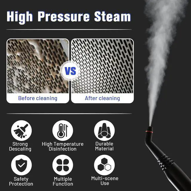 Alt view image 5 of 7 - ARLIME Steam Cleaner, Multi-Purpose Household Rolling Steamer w/ 19 Accessories, 1.5L Tank & 13ft Power Cord, Pressurized Steam Cleaning Machine for Floors, Carpets, Windows, Kitchen, Bathroom, Red