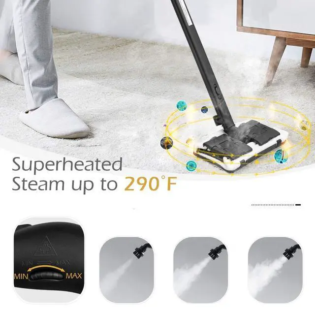Alt view image 4 of 7 - ARLIME Steam Cleaner, Multi-Purpose Household Rolling Steamer w/ 19 Accessories, 1.5L Tank & 13ft Power Cord, Pressurized Steam Cleaning Machine for Floors, Carpets, Windows, Kitchen, Bathroom, Red