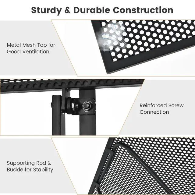 Alt view image 5 of 7 - SPORFIT Balcony Railing Table, Metal Folding Hanging Table w/5 Adjustable Heights, Heavy Duty Balcony Bar Table for Railings, Patio, Deck