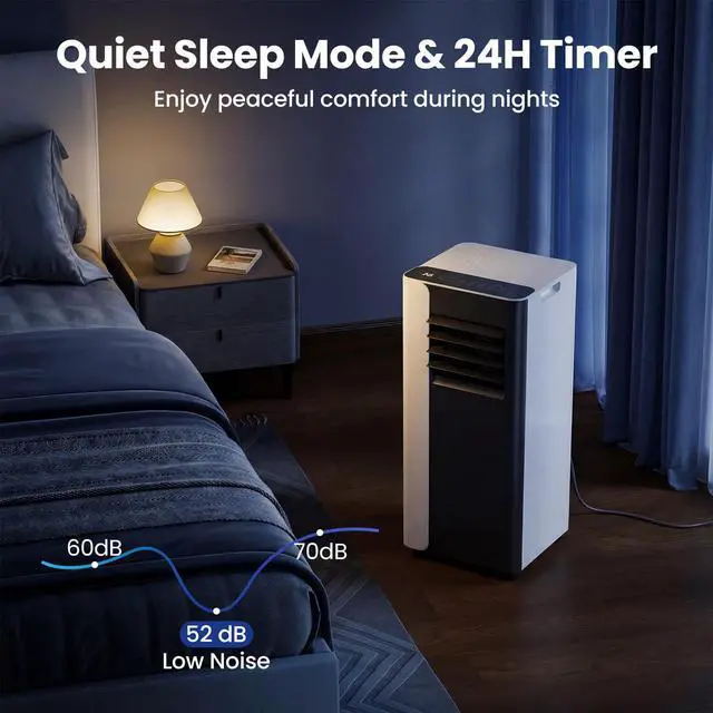 Alt view image 3 of 7 - ARLIME 3 in 1 Portable Air Conditioner, 8000 BTU Standing AC Unit w/Fan & Dehumidifier Mode, Quiet Cooling AC w/Sleep Mode, 24H Timer, Remote Control & Window Kit for Room up to 350 Sq.Ft (8000BTU)