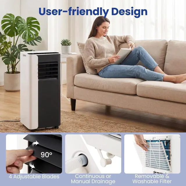 Alt view image 6 of 7 - ARLIME 3 in 1 Portable Air Conditioner, 8000 BTU Standing AC Unit w/Fan & Dehumidifier Mode, Quiet Cooling AC w/Sleep Mode, 24H Timer, Remote Control & Window Kit for Room up to 350 Sq.Ft (8000BTU)