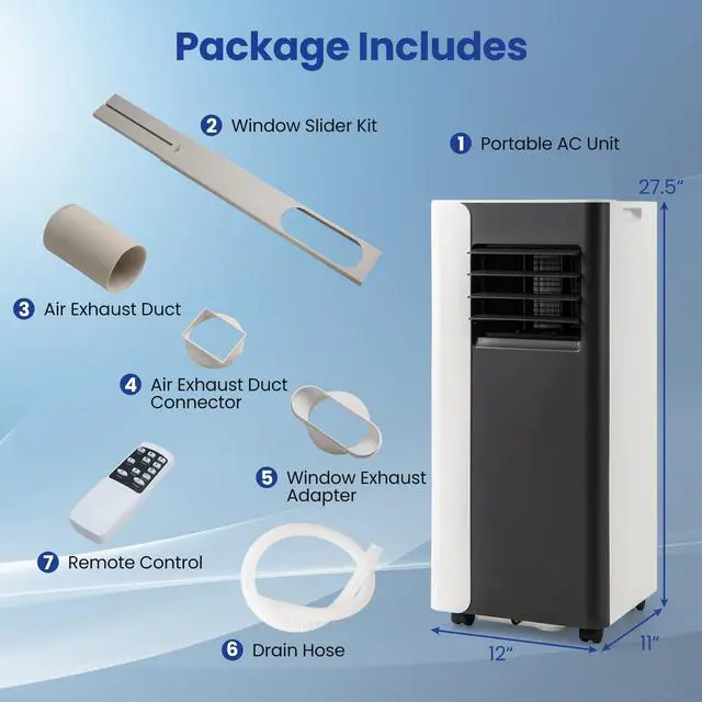 Alt view image 7 of 7 - ARLIME 3 in 1 Portable Air Conditioner, 8000 BTU Standing AC Unit w/Fan & Dehumidifier Mode, Quiet Cooling AC w/Sleep Mode, 24H Timer, Remote Control & Window Kit for Room up to 350 Sq.Ft (8000BTU)