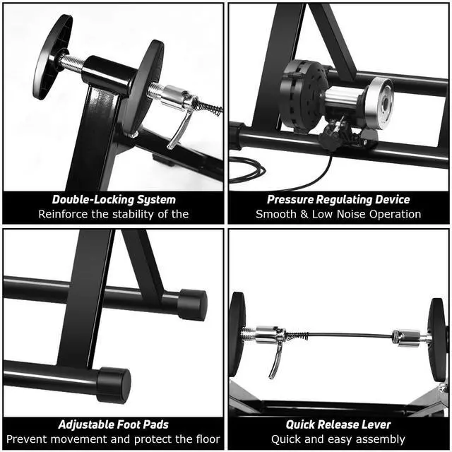 Alt view image 3 of 7 - SPORFIT Indoor Bike Trainer Stand for Exercise,Noise Reduction Stationary Bike Converter,8-Level Magnetic Resistance Bike Trainer for Riding,Bicycle Trainer for 26"-28Wheels
