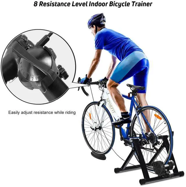 Alt view image 4 of 7 - SPORFIT Indoor Bike Trainer Stand for Exercise,Noise Reduction Stationary Bike Converter,8-Level Magnetic Resistance Bike Trainer for Riding,Bicycle Trainer for 26"-28Wheels