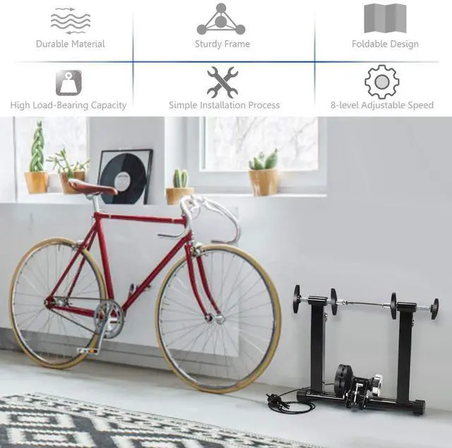 Alt view image 7 of 7 - SPORFIT Indoor Bike Trainer Stand for Exercise,Noise Reduction Stationary Bike Converter,8-Level Magnetic Resistance Bike Trainer for Riding,Bicycle Trainer for 26"-28Wheels
