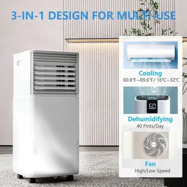Alt view image 2 of 6 - ARLIME 8000 BTU Portable Air Conditioners, 3-in-1 AC Cools up to 250 sq. ft. Freestanding Air conditioner unit w/Fan & Dehumidifier, Remote Control, Window Mount Kits for Home Office