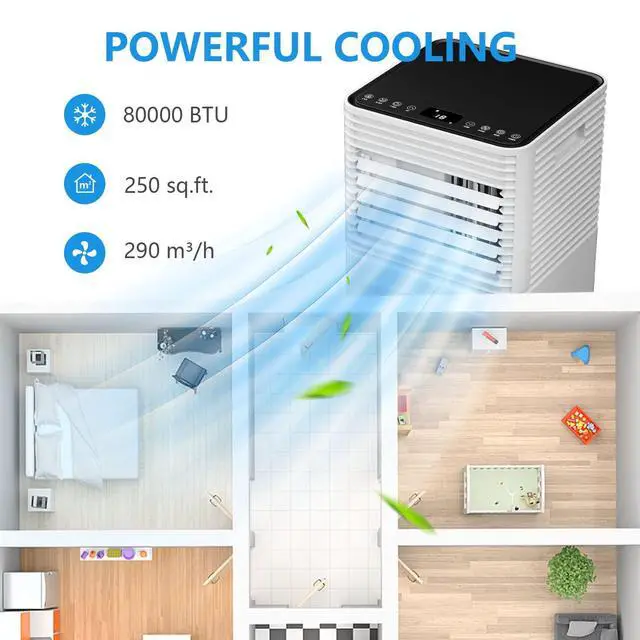Alt view image 3 of 6 - ARLIME 8000 BTU Portable Air Conditioners, 3-in-1 AC Cools up to 250 sq. ft. Freestanding Air conditioner unit w/Fan & Dehumidifier, Remote Control, Window Mount Kits for Home Office