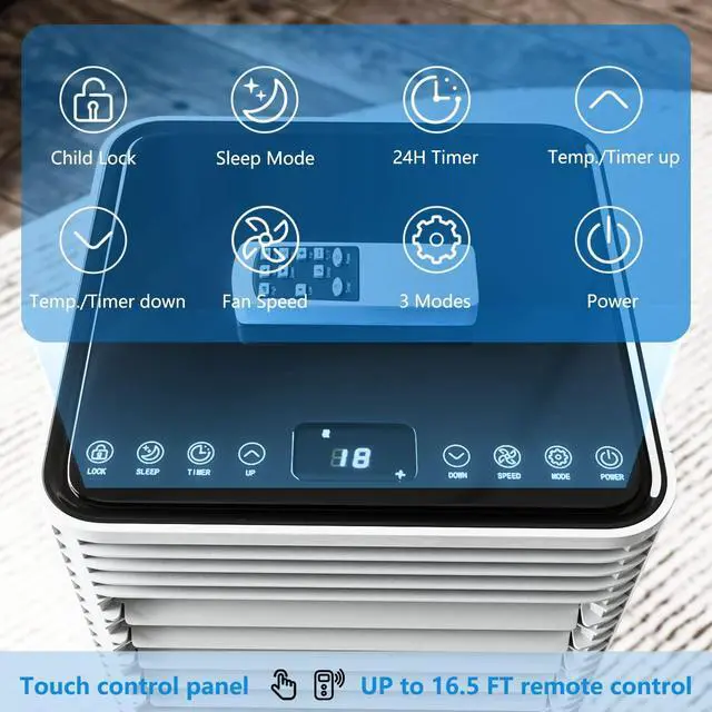 Alt view image 5 of 6 - ARLIME 8000 BTU Portable Air Conditioners, 3-in-1 AC Cools up to 250 sq. ft. Freestanding Air conditioner unit w/Fan & Dehumidifier, Remote Control, Window Mount Kits for Home Office