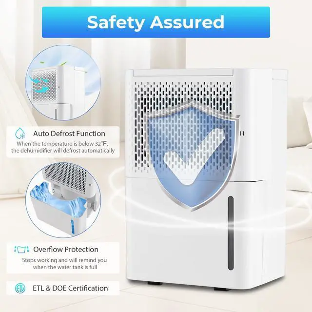 Alt view image 3 of 7 - ARLIME 32 Pint Dehumidifier, Energy Efficient Home Dehumidifier w/ 3 Modes, 24H Timer, 0.55G Water Tank, Removable Filter & Drain Pipe, Portable Dehumidifier for Living Room Bathroom Office