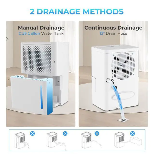 Alt view image 5 of 7 - ARLIME 32 Pint Dehumidifier, Energy Efficient Home Dehumidifier w/ 3 Modes, 24H Timer, 0.55G Water Tank, Removable Filter & Drain Pipe, Portable Dehumidifier for Living Room Bathroom Office