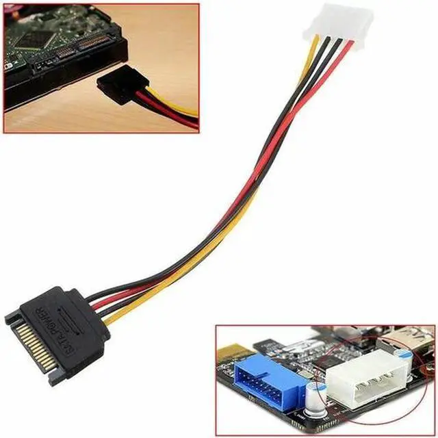 Alt view image 3 of 6 - Male Female 4-pin Power Drive Adapter adaptor Cable to Molex IDE SATA 15-pin 1PC
