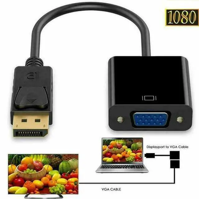 Alt view image 7 of 7 - Display Port DP to VGA Adapter Cable cord 1080P for laptop desktop Game Monitor