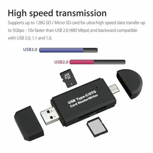 Alt view image 3 of 7 - Card Reader USB 3.0 Type C Micro SD TF OTG Smart Memory Adapter Laptop Computer