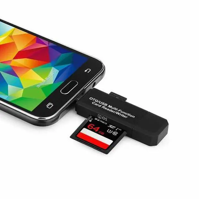 Alt view image 6 of 7 - Micro USB OTG to USB 2.0 Adapter SD/Micro SD Card Reader With Standard USB Male