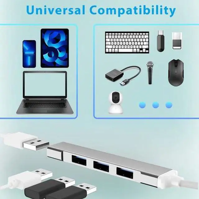 Alt view image 7 of 7 - USB-C Type C to USB 3.0 4 Port Hub Splitter For PC Phone Notebook Laptop Tablet