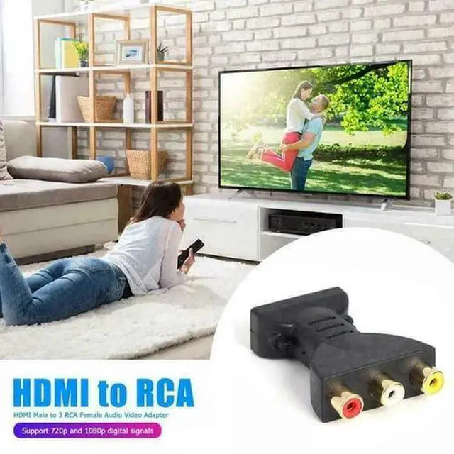 Alt view image 3 of 7 - HDMI Male to 3 RCA Female Composite AV Video Audio Adapter Converter for TV PC