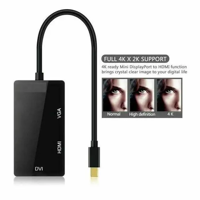 Alt view image 4 of 7 - Thunderbolt Mini Display Port DP To HDMI DVI VGA Adapter for Laptop Desktop 4K
