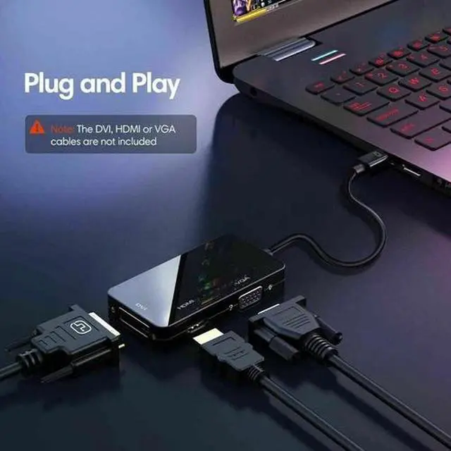 Alt view image 6 of 7 - Thunderbolt Mini Display Port DP To HDMI DVI VGA Adapter for Laptop Desktop 4K