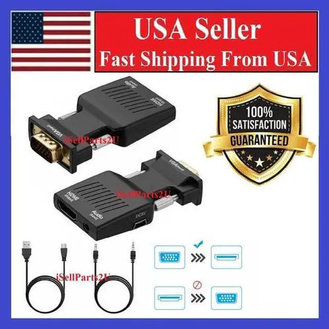 Main image of VGA To HDMI Adapter Full HD 1080P Audio Video Converter Laptop PC To TV HDTV AV