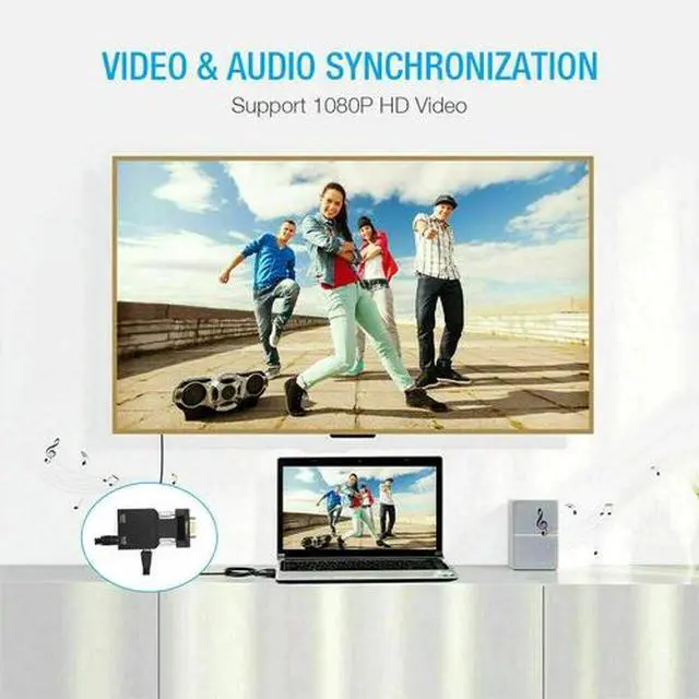 Alt view image 6 of 7 - VGA To HDMI Adapter Full HD 1080P Audio Video Converter Laptop PC To TV HDTV AV