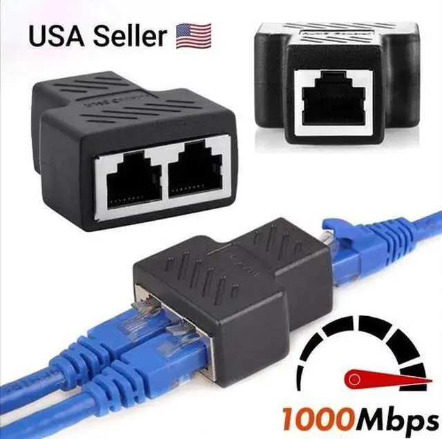 Main image of RJ45 Splitter Adapter 1 to 2 Ways Dual Female Port CAT6/5/7 LAN Ethernet Cable