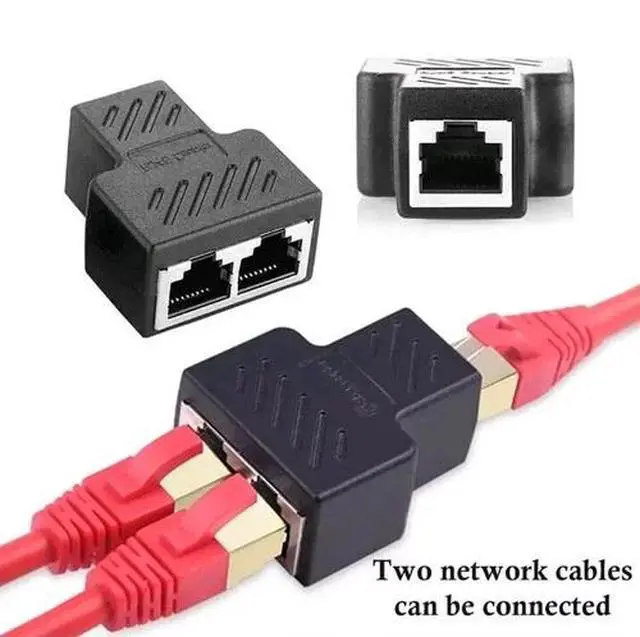 Alt view image 3 of 7 - RJ45 Splitter Adapter 1 to 2 Ways Dual Female Port CAT6/5/7 LAN Ethernet Cable