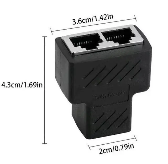 Alt view image 4 of 7 - RJ45 Splitter Adapter 1 to 2 Ways Dual Female Port CAT6/5/7 LAN Ethernet Cable