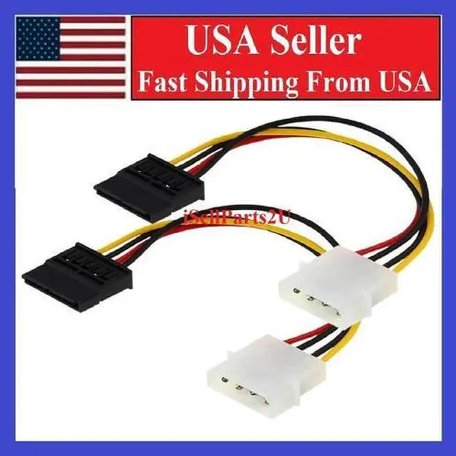 Main image of 2 x IDE/Molex 4-Pin Male To Serial ATA SATA 15-Pin Female Power Adapter Cable