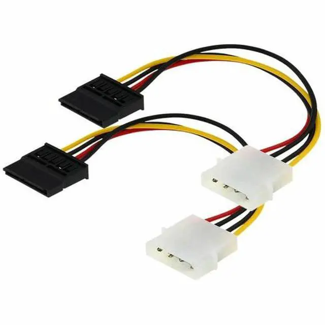 Alt view image 2 of 3 - 2 x IDE/Molex 4-Pin Male To Serial ATA SATA 15-Pin Female Power Adapter Cable
