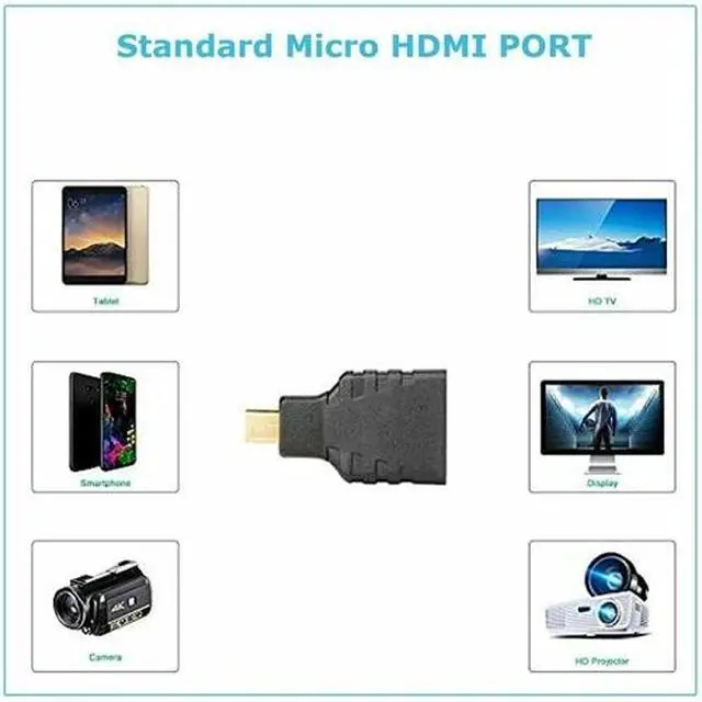 Alt view image 2 of 7 - Micro HDMI Type D Male To HDMI Type A Female Cable Adapter Converter Connector