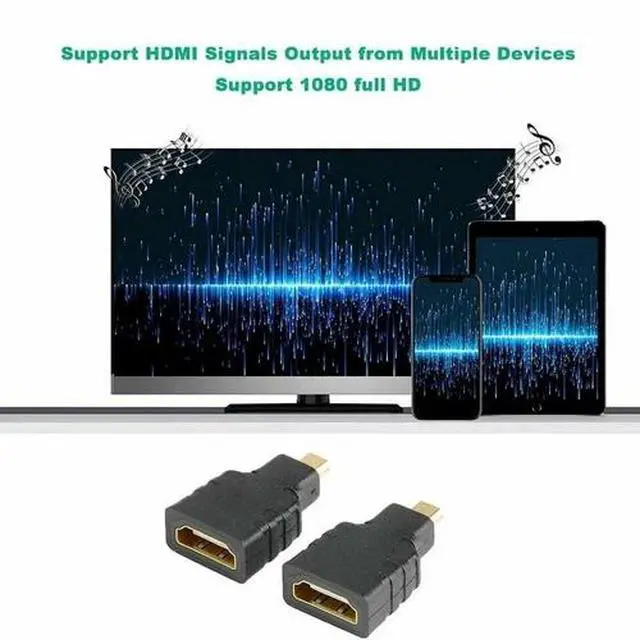Alt view image 4 of 7 - Micro HDMI Type D Male To HDMI Type A Female Cable Adapter Converter Connector
