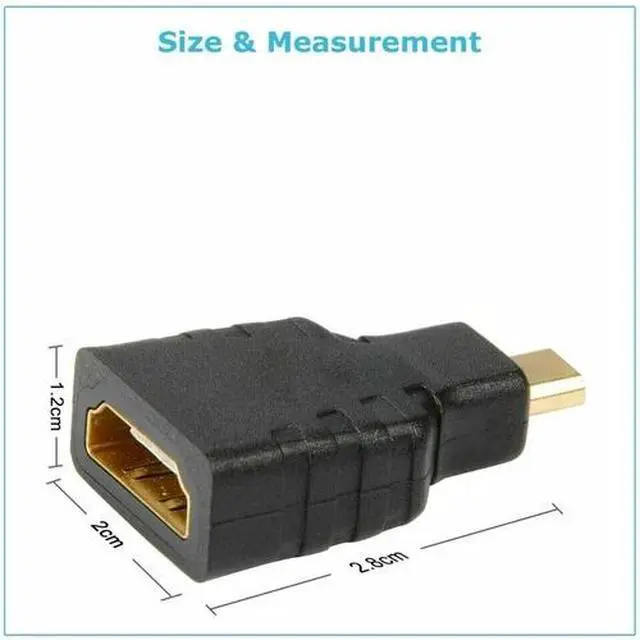 Alt view image 5 of 7 - Micro HDMI Type D Male To HDMI Type A Female Cable Adapter Converter Connector