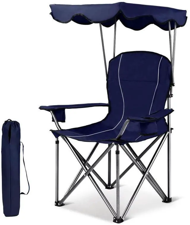 Main image of Bettary Camping Chair with Canopy & Carry Bag, Navy Blue