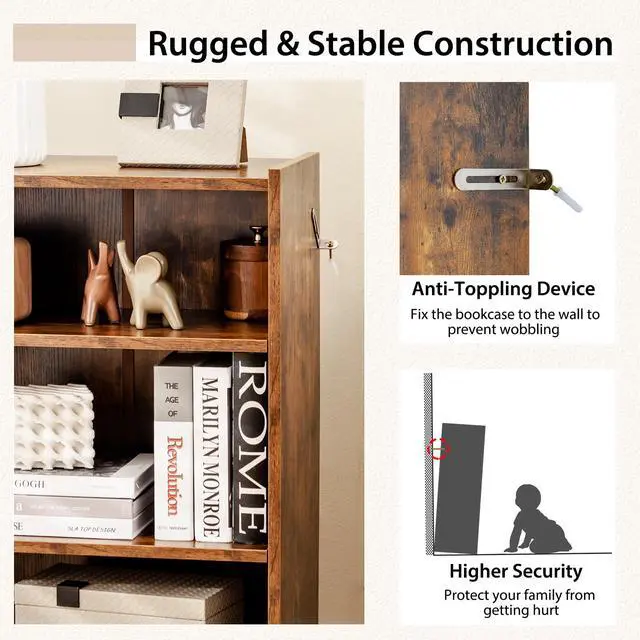 Alt view image 3 of 7 - SPORFIT Bookshelf, 3-Tier Open Wooden Bookcase