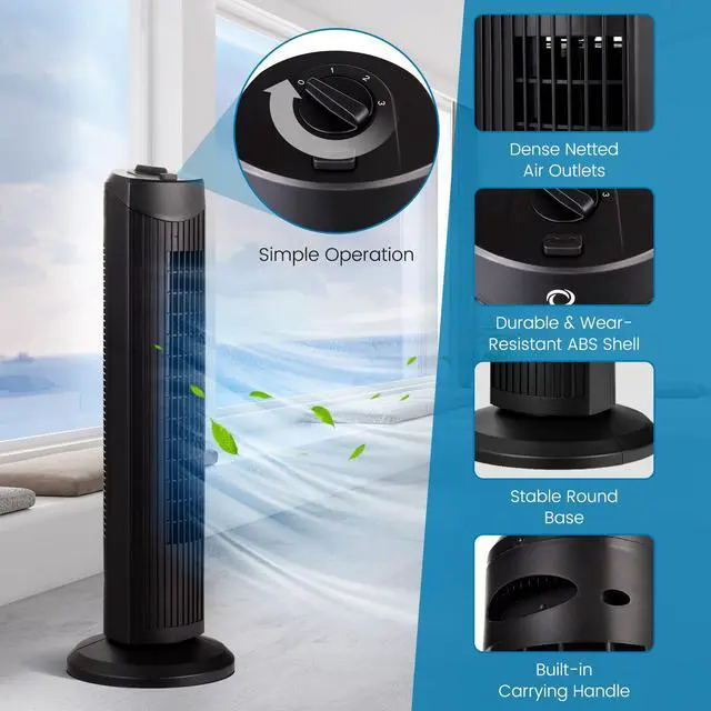 Alt view image 2 of 7 - ARLIME Tower Fan, 28 Inch Oscillating Fan with 3 Adjustable Speed