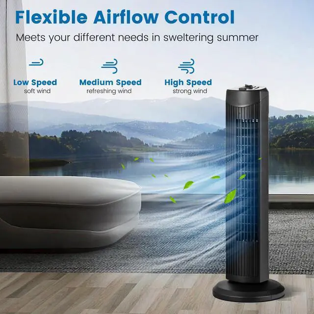 Alt view image 4 of 7 - ARLIME Tower Fan, 28 Inch Oscillating Fan with 3 Adjustable Speed