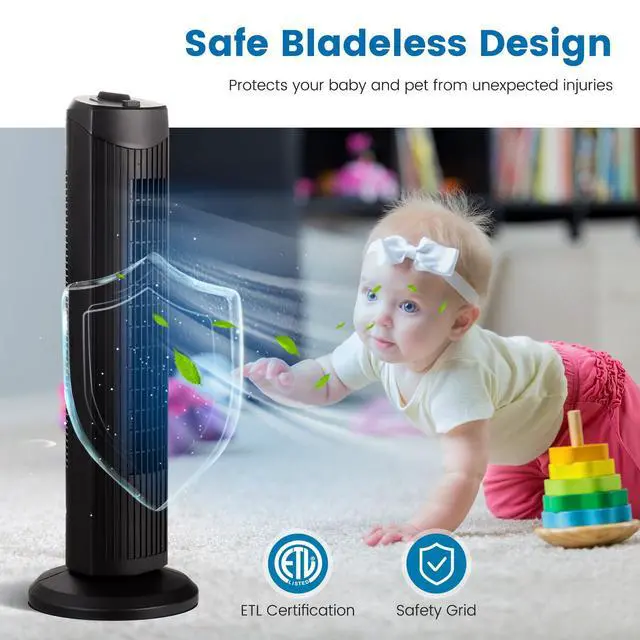 Alt view image 6 of 7 - ARLIME Tower Fan, 28 Inch Oscillating Fan with 3 Adjustable Speed