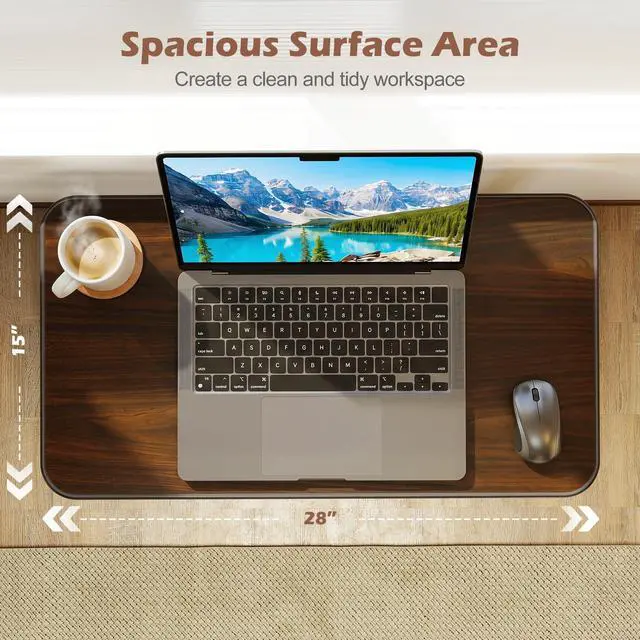 Alt view image 5 of 7 - SPORFIT Height Adjustable Table, 28" x 15" Mobile Computer Desk, Brown