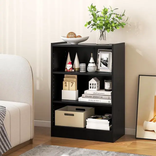 Alt view image 7 of 7 - SPORFIT Bookshelf, 3-Tier Open Wooden Bookcase