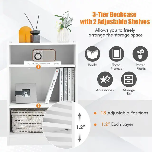 Alt view image 4 of 7 - SPORFIT Bookshelf, 3-Tier Open Wooden Bookcase