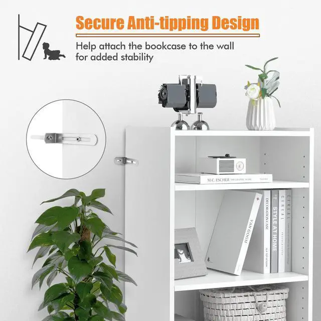Alt view image 5 of 7 - SPORFIT Bookshelf, 3-Tier Open Wooden Bookcase