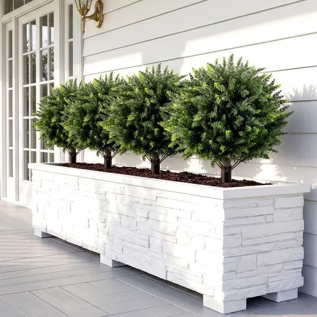 Alt view image 2 of 7 - SPORFIT Artificial Cypress Topiary Tree, Set of 2 w/Ground Spike, Green