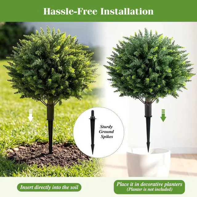 Alt view image 6 of 7 - SPORFIT Artificial Cypress Topiary Tree, Set of 2 w/Ground Spike, Green