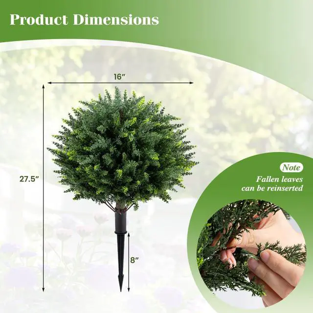 Alt view image 7 of 7 - SPORFIT Artificial Cypress Topiary Tree, Set of 2 w/Ground Spike, Green
