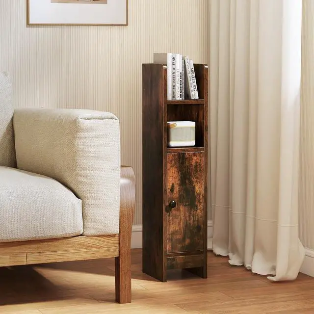 Alt view image 6 of 7 - SPORFIT Small Bathroom Storage Cabinet w/Door, Rustic Brown