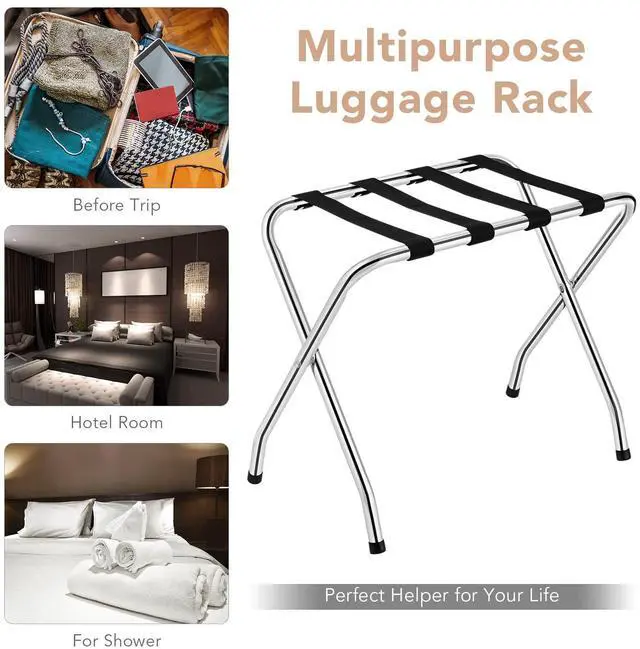 Alt view image 6 of 7 - SPORFIT Folding Luggage Rack, Suitcase Stand with Nylon Belts, Set of 1