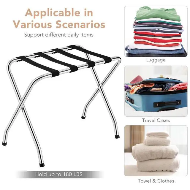 Alt view image 5 of 7 - SPORFIT Folding Luggage Rack, Suitcase Stand with Nylon Belts, Set of 1
