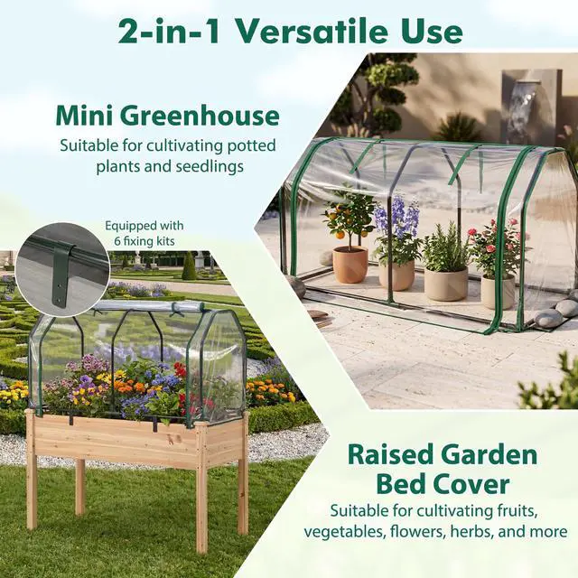 Alt view image 3 of 7 - SPORFIT Mini Greenhouse w/ PE Cover, Roll-Up Zipper Door, Clear